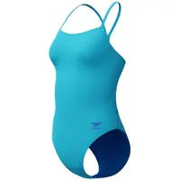 Speedo Fl Solid V-back 2.0 Swimsuit Blauw UK 28 Vrouw