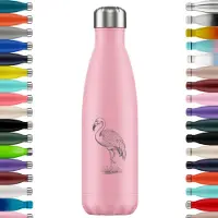FLASKE Standing Flamingo - RVS Drinkfles van 500ML- Geschikt als waterfles, thermosfles en thermoskan