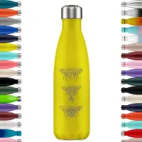 FLASKE Original Drinkfles 500 ml - Geïsoleerde RVS Waterfles - BPA-vrij - 12u Warm & 24u Koud - Geschikt als Thermosfles en Thermoskan - Water Bottle Stainless Steel - Bees