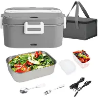 Zree Elektrische Lunchbox - Lunchbox Volwassenen Kinderen - Thermos Lunchbox - 12/24/110 V Elektrische Broodtrommel - Draagbare Broodtrommel met Fruitkist Lekvrij met SS-Vorklepel