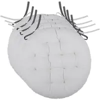 Stof Textile stoelkussen rond - 4x - licht/donkergrijs - 2 zijden - 38 cm - touwtjes sluiting