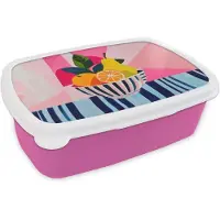 MuchoWow Broodtrommel Roze - Lunchbox Fruit - Abstracte achtergrond - Roze - Brooddoos 18x12x6 cm - Brood lunch box - Broodtrommels voor kinderen en volwassenen