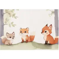WALLARENA - Fotobehang - 250x175 cm - fotobehang voor kinderen met dieren, vossen, behang voor de kinderkamer