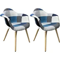 Lina RIA Eetkamerstoelen set van 2 – Keukenstoelen- Blauw-Grijs- Stof