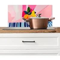 KitchenYeah Spatscherm keuken 70x30 cm - Kookplaat achterwand Fruit - Abstracte achtergrond - Roze - Muurbeschermer - Spatwand fornuis - Hoogwaardig aluminium