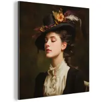 MuchoWow Aluminium schilderij 50x50 cm - Wanddecoratie metaal - Vrouw - Victoriaans - Portret - Metalen muurdecoratie woonkamer - Decoratie industrieel - Foto op dibond - Industriële accessoires slaapkamer