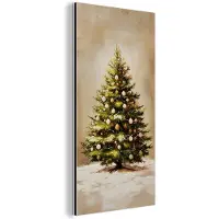 MuchoWow Aluminium schilderij 20x40 cm - Wanddecoratie metaal - Kerst - Sfeer - Groen - Metalen muurdecoratie woonkamer - Decoratie industrieel - Foto op dibond - Industriële accessoires slaapkamer