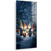 MuchoWow Glasschilderij 20x40 cm - Schilderij acrylglas - Winter - Gnooms - Eekhoorns - Meerkleurig - Foto op glas - Muurdecoratie woonkamer - Wanddecoratie slaapkamer - Schilderijen