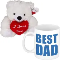 Out of the blue Vaderdagcadeau - knuffelbeer en koffiemok - cadeau - best dad - mokken