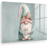 MuchoWow Glasschilderij 160x120 cm - Schilderij acrylglas - Kerstgnome - Cadeau - Groen - Foto op glas - Muurdecoratie woonkamer - Wanddecoratie slaapkamer - Schilderijen