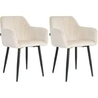 Lina Rio Eetkamerstoelen - Creme - Set van 2 - Velvet