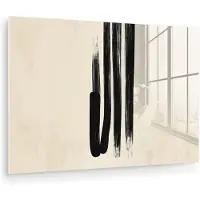 MuchoWow Glasschilderij 180x120 cm - Schilderij acrylglas - Penseelstreken - Verticaal - Zwart - Foto op glas - Muurdecoratie woonkamer - Wanddecoratie slaapkamer - Schilderijen