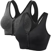 LONGZIMING -Dames Sport-BH met Ritssluiting – Racerback, Ademend & Zweetabsorberend, Verwijderbare BH-Pads, Medium Ondersteuning – Voor Sport, Fitness en Yoga, Maat L
