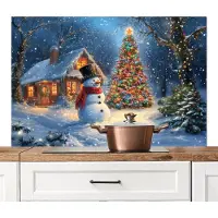 KitchenYeah Spatscherm keuken 120x80 cm - Kookplaat achterwand Kerstwonder - Winteravond - Kleurrijk - Muurbeschermer - Spatwand fornuis - Hoogwaardig aluminium