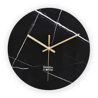 Sensahome Glazen Wandklok 30cm - Minimalistische Marmeren Design met Stille uurwerk - Marble Dark