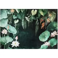 WALLARENA - Fotobehang - 200x140 cm - Fototapete met groene bladeren en bloemen voor slaapkamer en salon, vliesbehang