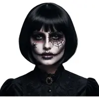 Boland Halloween pruik - zwart - dames - boblijn pruik - horror - verkleden - halloween