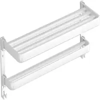 LONGZIMING 1 witte dubbele opvouwbare handdoekhouder - aluminium opbergrek voor een badkamer zonder stoten