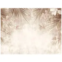 WALLARENA - Fotobehang - 400x280 cm - Betonnen beige palmbladeren boho voor slaapkamer en woonkamer