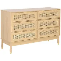 Sweeek - Ladekast dressoir houteffect en rotan 6 laden 120cm - judith