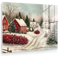 MuchoWow Glasschilderij 160x120 cm - Schilderij acrylglas - Kerstsfeer - Landelijk - Rood - Foto op glas - Muurdecoratie woonkamer - Wanddecoratie slaapkamer - Schilderijen