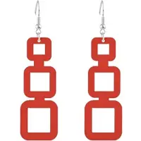 Charme Bijoux Zilveren oorhangers- Hout-Olivia- Rood- 8 cm-