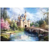 WALLARENA - Fotobehang - 200x140 cm - fotobehang voor meisjes met een sprookjeskasteel voor de kinderkamer