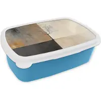 MuchoWow Broodtrommel Blauw - Lunchbox Boom - Vlakken - Takken - Kleurverloop - Brooddoos 18x12x6 cm - Brood lunch box - Broodtrommels voor kinderen en volwassenen
