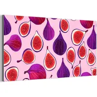 MuchoWow Aluminium schilderij 80x40 cm - Wanddecoratie metaal - Vijgen - Roze - Paars - Metalen muurdecoratie woonkamer - Decoratie industrieel - Foto op dibond - Industriële accessoires slaapkamer