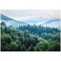 WALLARENA - Fotobehang - 400x280 cm - 3D bergen bos mist natuur slaapkamer salon vliesbehang