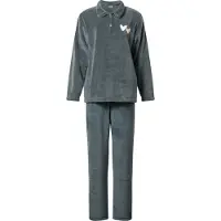 Lunatex - warm dames huispak 124266 - zacht loungepak - coral fleece - groen - maat XL