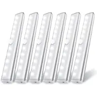 LONGZIMING -Bewegingssensorlamp met 10 LED’s – Draadloos & Batterijgevoed – Automatische Aansturing – Helder Wit Licht – Aluminium – 190×30×15 mm