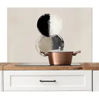 KitchenYeah Spatscherm keuken 100x65 cm - Kookplaat achterwand Cirkels - Strepen - Minimalistisch - Zwart - Muurbeschermer - Spatwand fornuis - Hoogwaardig aluminium