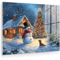 MuchoWow Glasschilderij 160x120 cm - Schilderij acrylglas - Kerstwonder - Winteravond - Kleurrijk - Foto op glas - Muurdecoratie woonkamer - Wanddecoratie slaapkamer - Schilderijen