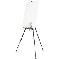 Sans marque Schildersezel Verstelbaar en Inklapbaar - Tafelezel voor Volwassenen en Kinderen - Atelierezel en Veldezel - Geschikt voor Schildersdoek - Praktische Ezel voor Atelier - Zwart - 60-180 cm