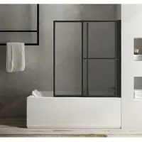 Polysan Olbia Opklapbaar badscherm, (B) 1230 mm, zwart mat/helder glas