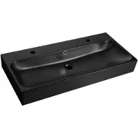 Sapho Toridi Keramische wastafel, 2 kraangaten, 101x46,5cm, zwart mat