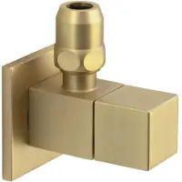 Sapho Vierkante hoekstopkraan met moer, 1/2"x3/8", mat goud