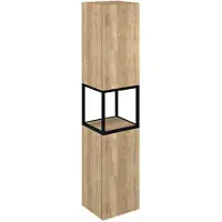 Sapho Skara Hoge kast 35x171x32cm, 2x deur, links/rechts, zwart mat/eiken Alabama