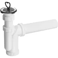 Bruckner Spoelbaksifon 6/4", RVS rooster, rubberen plug, DN50, wit