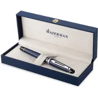Waterman Expert rollerbalpen, blauwe lak met palladium details, fijne punt, zwarte inkt, geschenkset