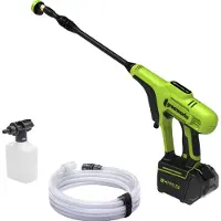 Greenworks 24 V draadloze handhogedrukreiniger (lithium-ion, motorvermogen 300 W, druk 24 bar, debiet 180 l/u, sproeikop met 5 standen, 6 m slang zonder accu en lader), groen, grijs, zwart G24PWK4