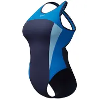Speedo High Neck Splice Cross Back Swimsuit Blauw UK 32 Vrouw