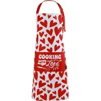 Itotal Home and Gifts Cooking Kitchen Apron "HEARTS" Cooking with Love Unisex keukenschort van wasbaar, vuilafstotend polyester 78x68cm