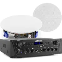Power Dynamics Geluidsinstallatie met Bluetooth - - PV220BT versterker met 2x ESCS5 plafond speaker