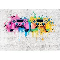 WALLARENA - Fotobehang - 300x210 cm - fotobehang voor jongens met een gaming thema en graffiti ontwerp van vliesbehang