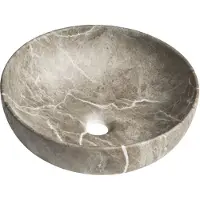 Sapho Rondane keramische wastafel met aanrechtblad, diameter 41 cm, breccia marmer