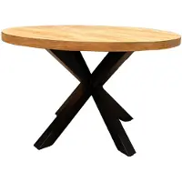 WGXL Collection Eettafel Oud Teakhout - Rond - Spinpoot - 130 cm -
