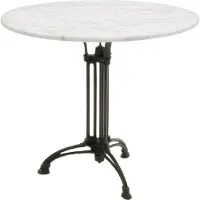 Lesli Living Tuintafel - Eettafel - Rond 80cm marmer zwart gietijzer