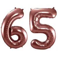 Folat Verjaardag Leeftijd folieballonnen - 65 jaar - rose goud - 86 cm - cijferballon groot